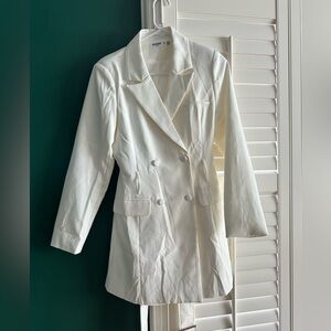 Missguided + Cream Double-Breasted Blazer Dress